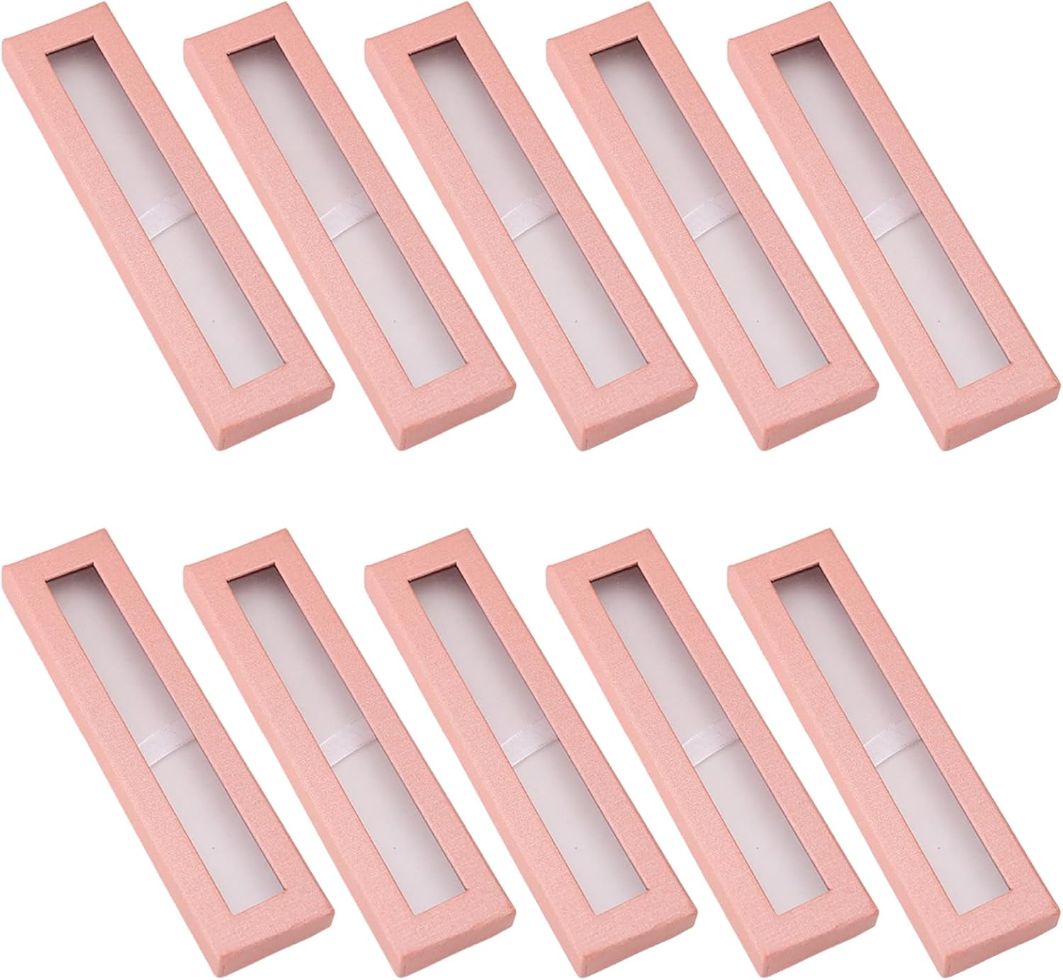 10 Pcs Empty pen gift box with Clear lid Single pen presentation Packaging Case Cardboard Jewelry Boxes with Cushion Suitable for Wedding Business Birthday Office Supplies Gift Packaging Pink