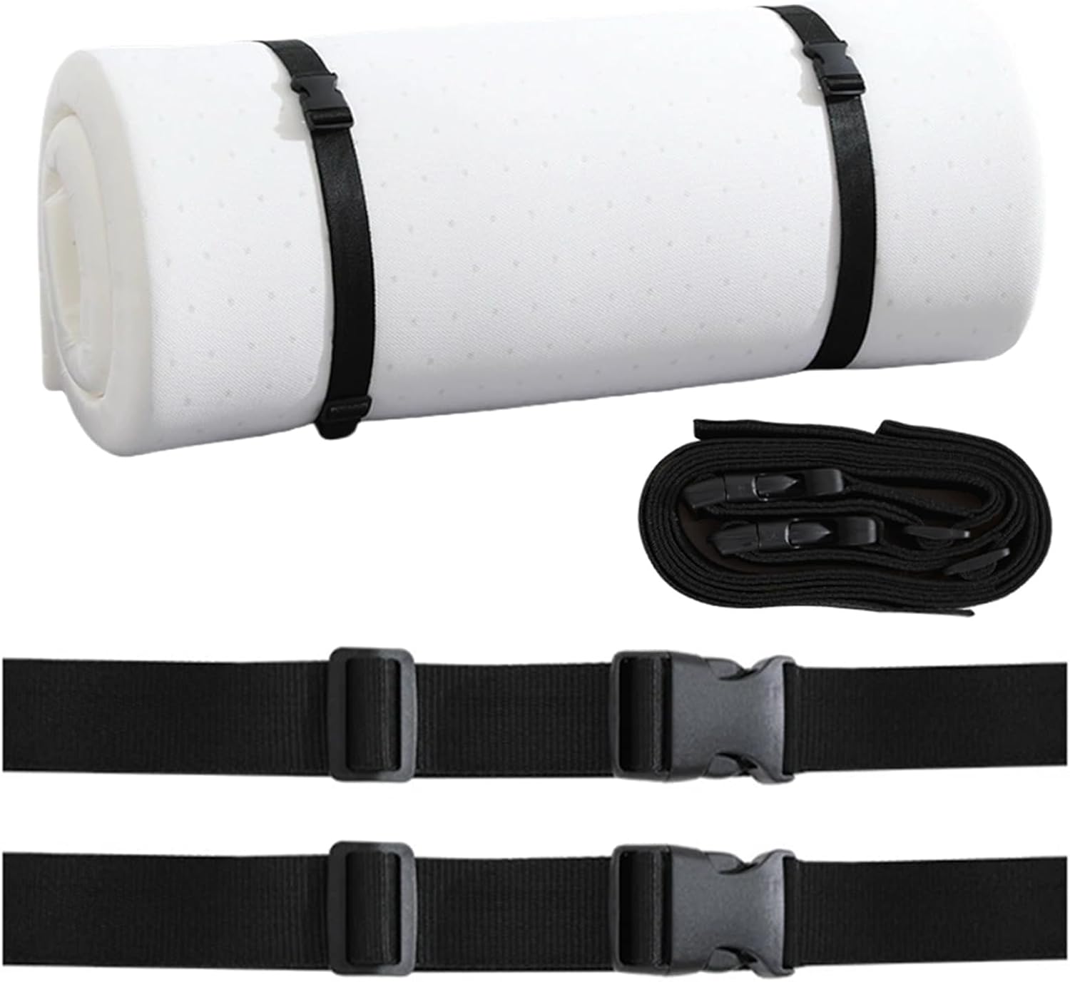 2 Pack Heavy Duty Adjustable Nylon Tie Down Straps with Quick-Release Buckles Yoga Mat Straps for Camping Gear Moving Luggage Mattress & Outdoor Equipment Multi-Purpose Securing Strap Black-2Pcs