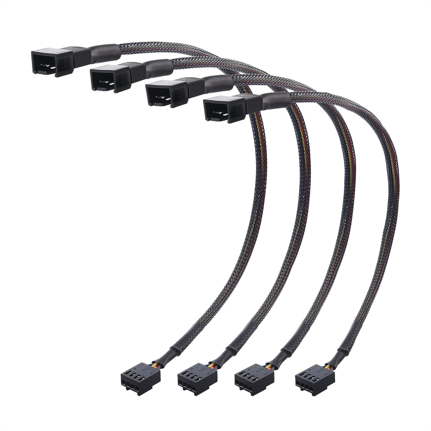 4-Pack, PWM 4 Pin Fan Extension Cable - 12 inches, PC Fan Extension Cable