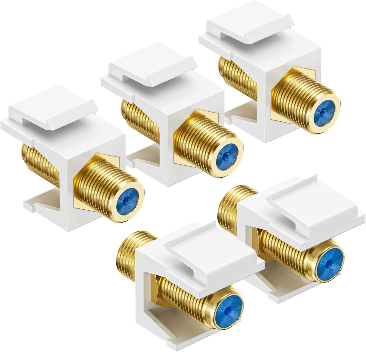 5-Pack RG6 Keystone Jack Insert, Coaxial Keystone Jack Insert Gender Changer