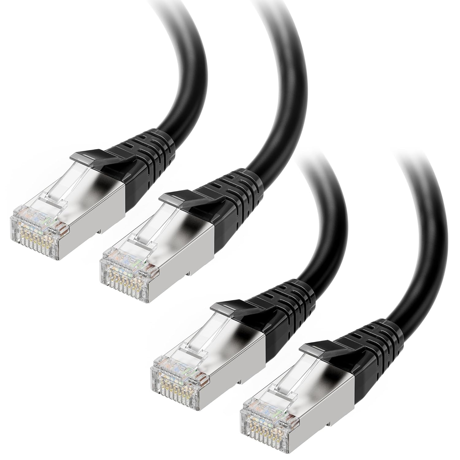 Cat8 Certified 2-Pack 40Gbps Shielded Cat 8 Ethernet Cable - 5ft, 2000Mhz Category 8 Ethernet Cord, Cat8 Cable for Gaming, Black