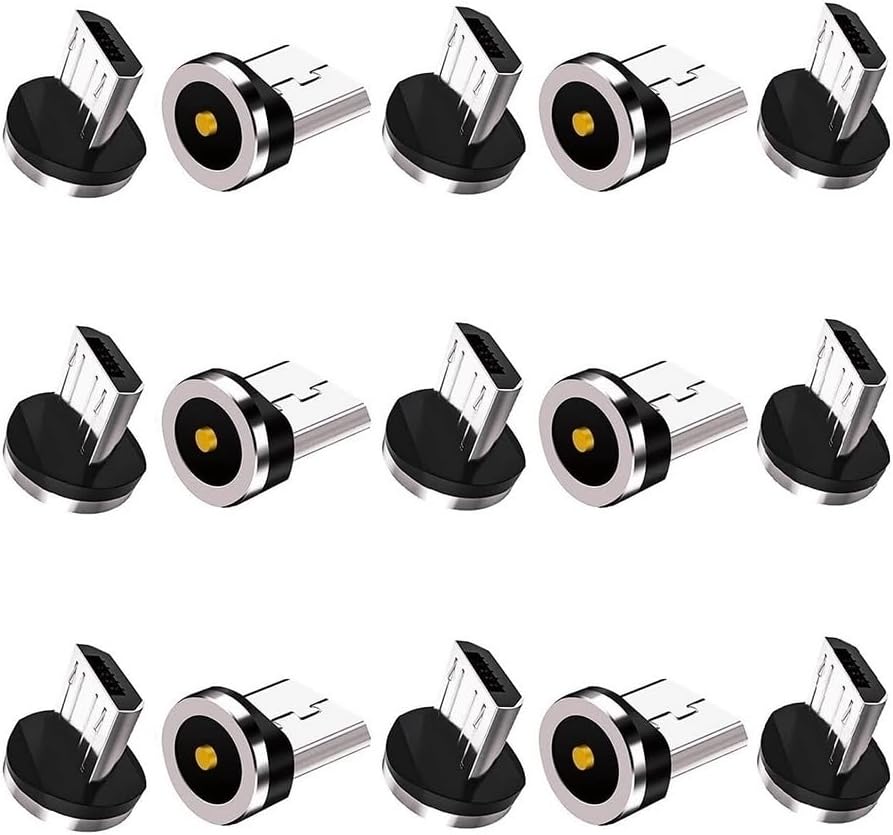 Magnetic Charging Tips Micro-USB 15pcs,1Pin 360° Rotate Connector Adapter for Micro USB Ports Series,Just Plugs to Charging/Water-dustproof/antioxidant Without Cord&Non-Data