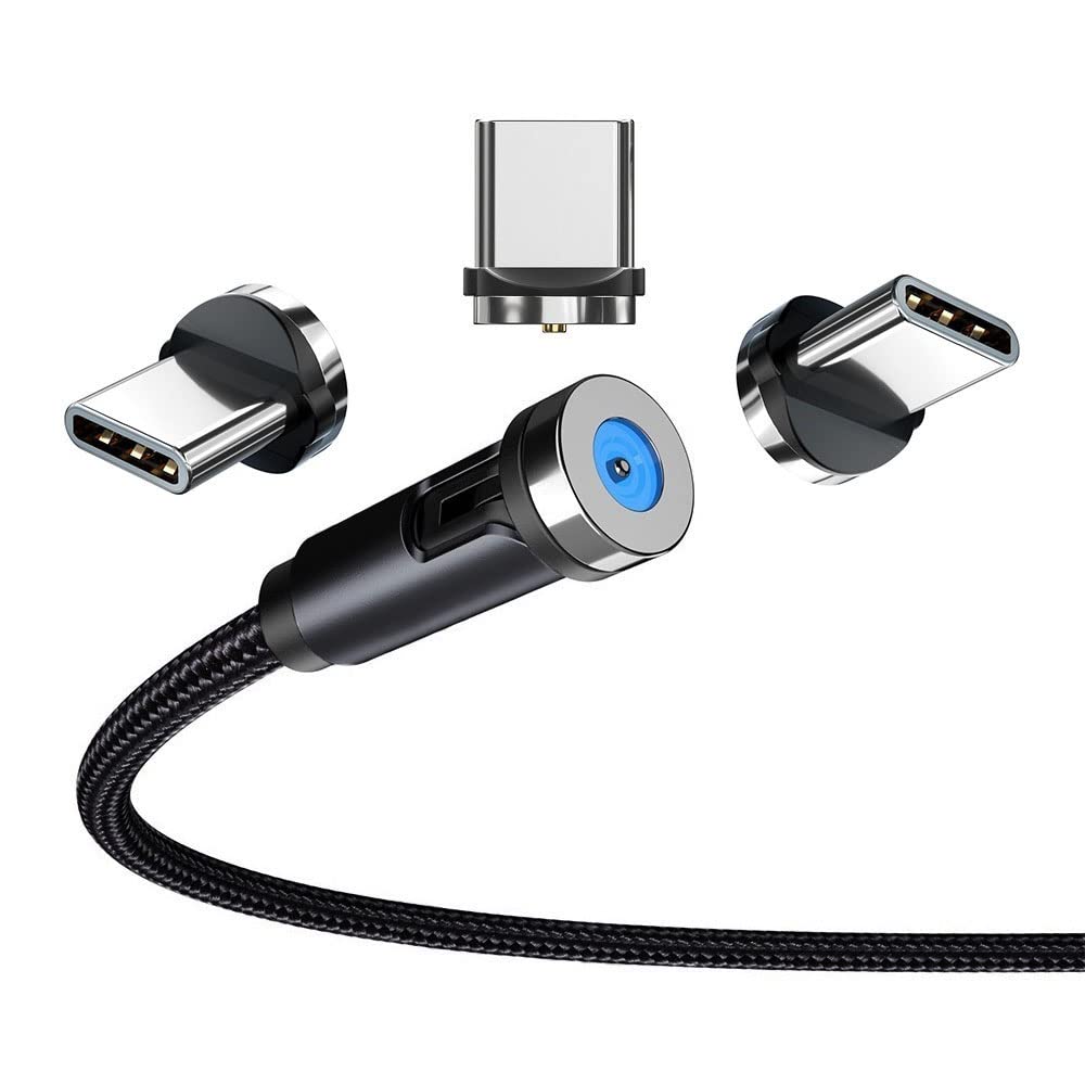 Magnetic Charging Cable - 6.6ft USB Cables with Magnetic Tips Type-C x3 , 2.4A Nylon-Braided, Compatible for USB-C/Type-C Ports