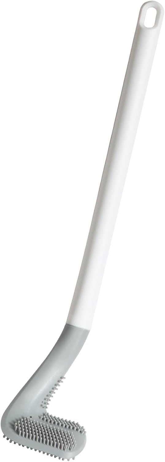 Golf Toilets Brushes, Toilet Cleaning Brush, Flexible Bendable Silicone Long Handled Toilet Brushes, 360°Deep Toilets Bowl Cleaning Brush,Quick Drying Scrubber for Bathroom with Hook White