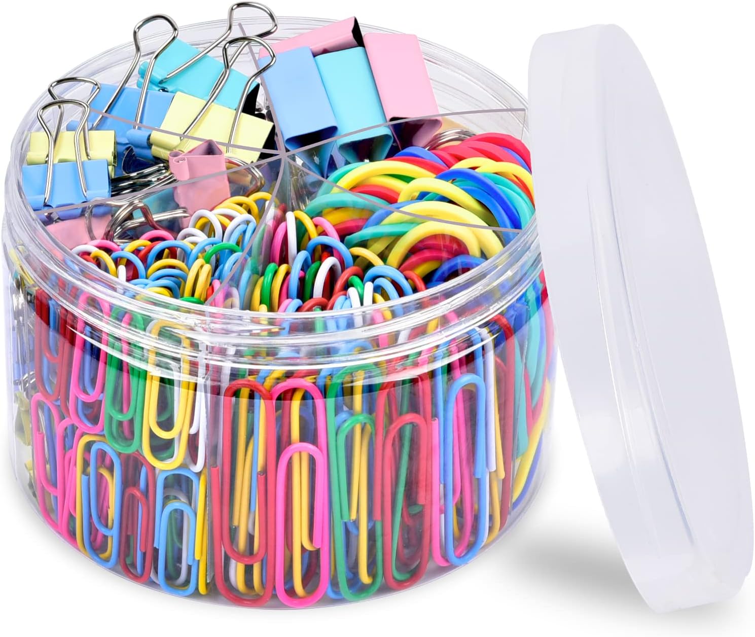Paper Clips, 300pcs Paperclips Binder Clips Assorted Sizes S/M/L and Rubber Bands, Colored Office Supplies Set College School Supplies
