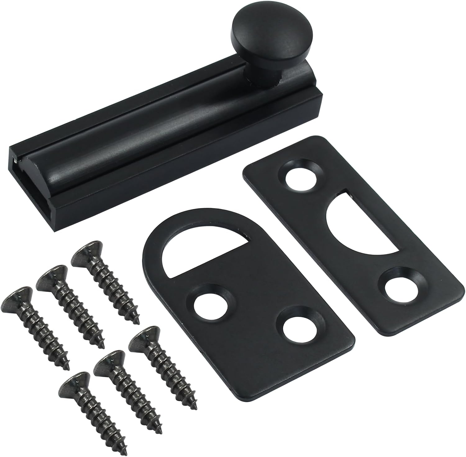 Sliding Deadbolt, Heavy Duty Solid Brass Surface Bolt, Door Slide Lock Anti Theft Security Door Latch Lock with Screws Black,2 Inch