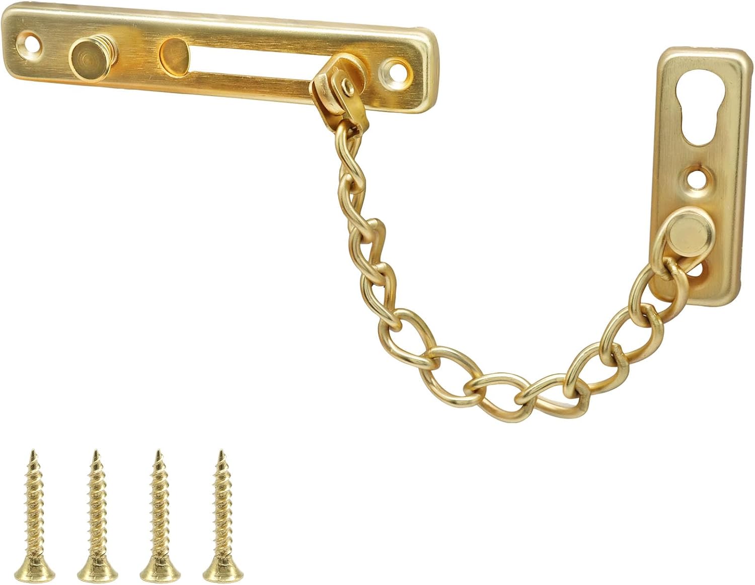 Heavy Duty Door Chain Lock with Mounting Screws, Stainless Steel Door Chain Guard for Front Doors, Pet Safe Gold, 1 Pack