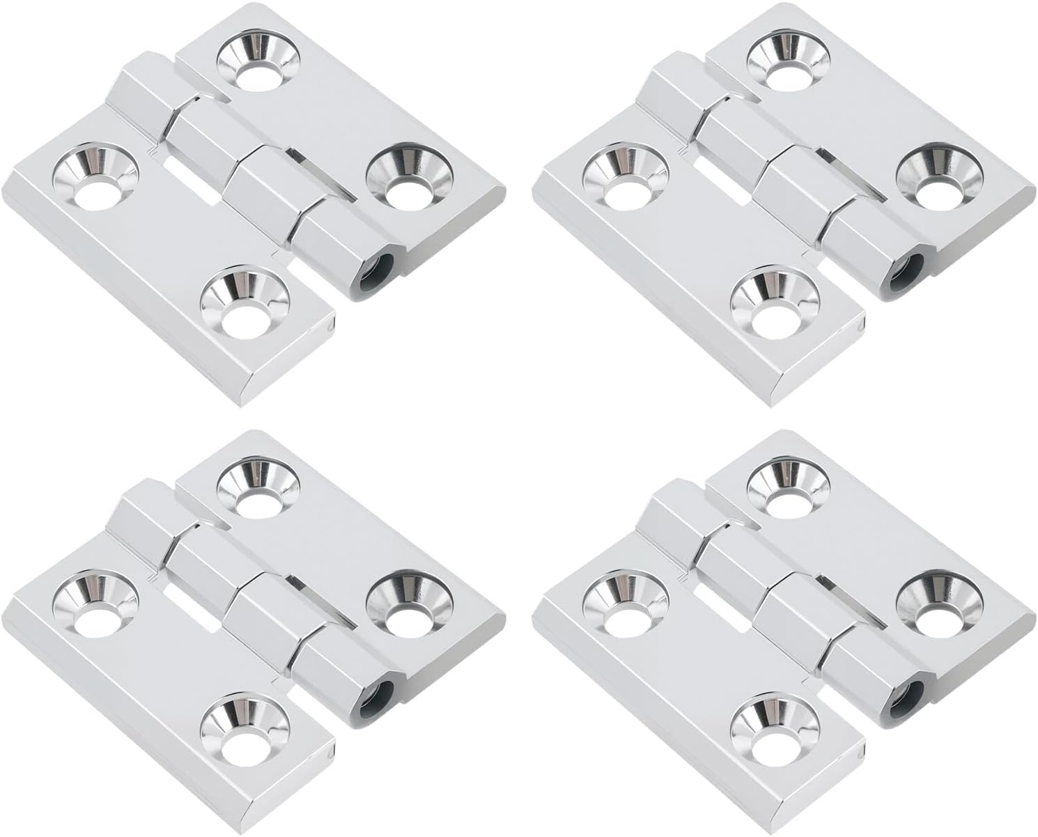 Butt Hinge Zinc Alloy Door Hinge Polished Chrom Silver Boat Hatch Hinges Heavy Duty Residential Bed Room Hinge for Doors Hardware 1.96" x 1.96" -4pcs