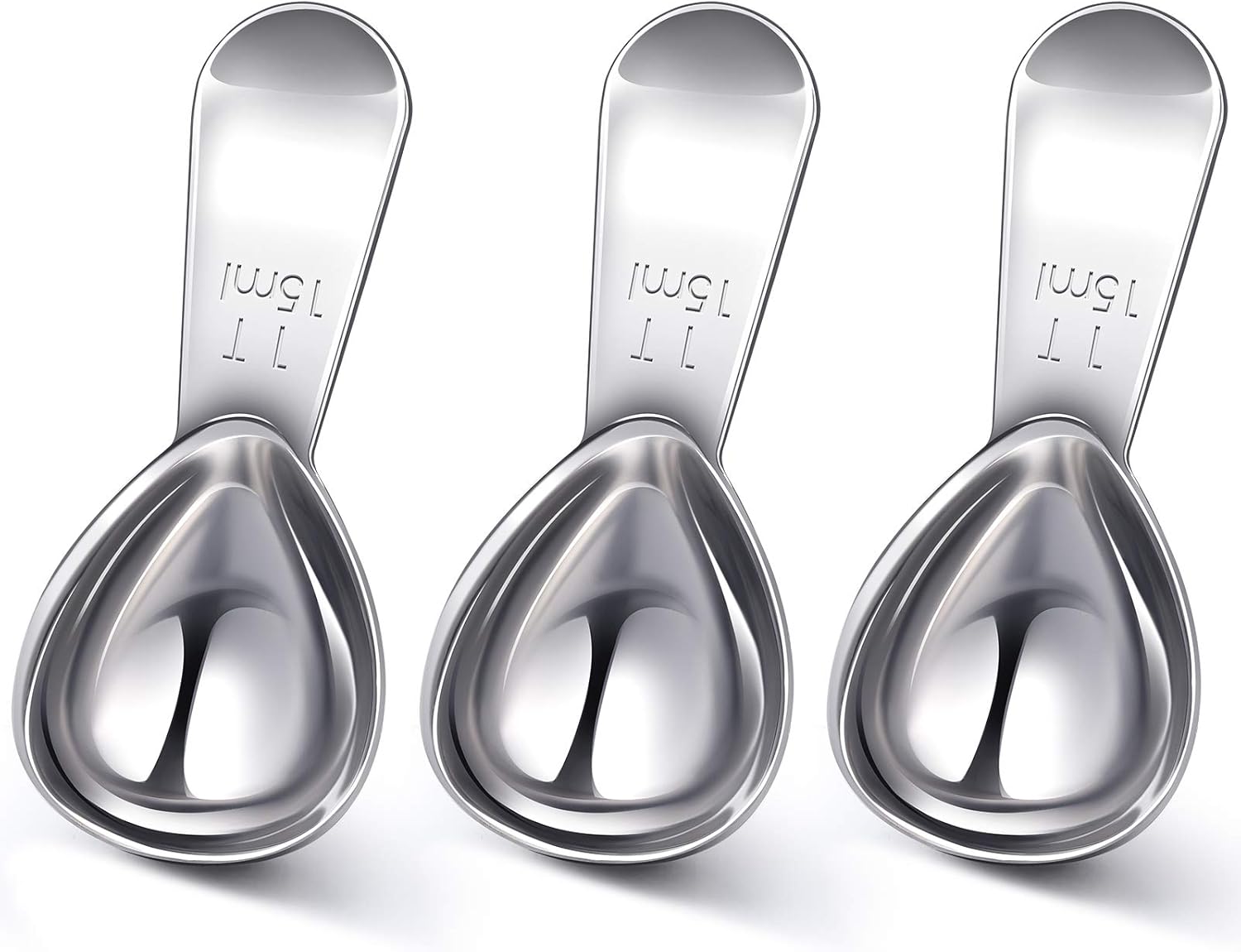 3 Pieces Coffee Scoop Tablespoon Measuring Spoons Stainless Steel Coffee Scoops Short Handle Tablespoon for Tea Sugar Kitchen Gifts 15 ml,Silver