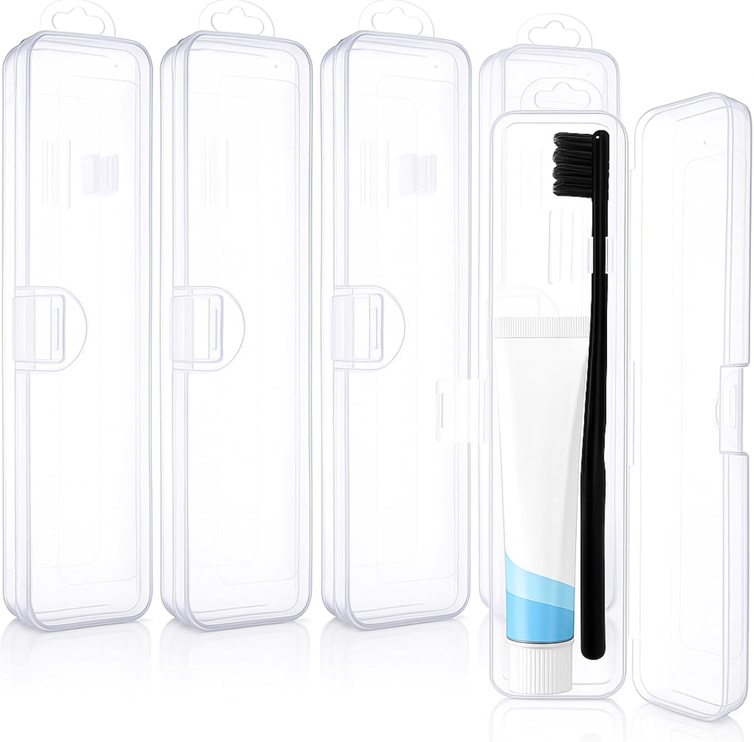 5 Pieces Portable Travel Toothbrush Case, Travel Toothbrush Holder Hard Plastic Dust-Proof Toothbrush Container Toothpaste Box Holder for Travel Use Clear