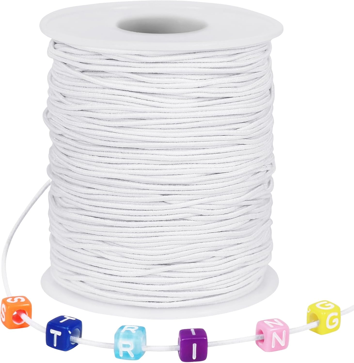 White Elastic String, 328 Feet 1mm Stretchy Bracelet String Bead Cord for Bracelets, Necklaces, Jewelry Making Supplies, Beading, Pony Beads and Crafts Bead-Free