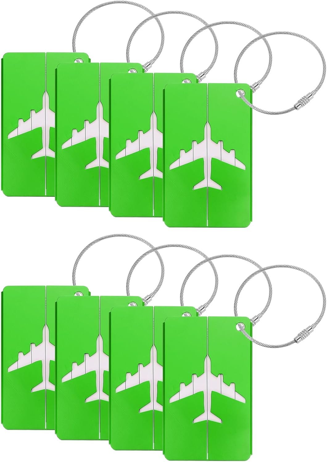 Travel Luggage Tags for Suitcases, 8Pcs Aluminum Metal Luggage Tags with Strap, Privacy Protection Bag Tags for Travel Luggage Baggage Identifier Green