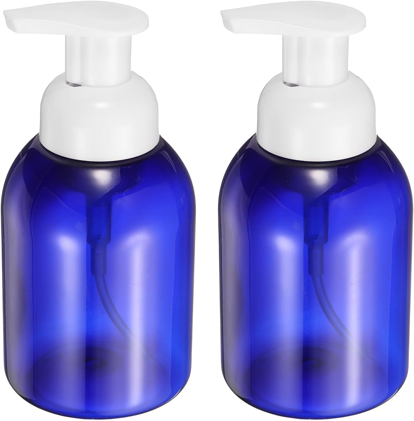 2PCS Round Empty Foam Pump Bottle, 350ml Travel Foam Soap Dispenser Empty Refillable Plastic Pump Bottle for Lash Shampoo, Hand Soap, Facial Lotion 6" Blue