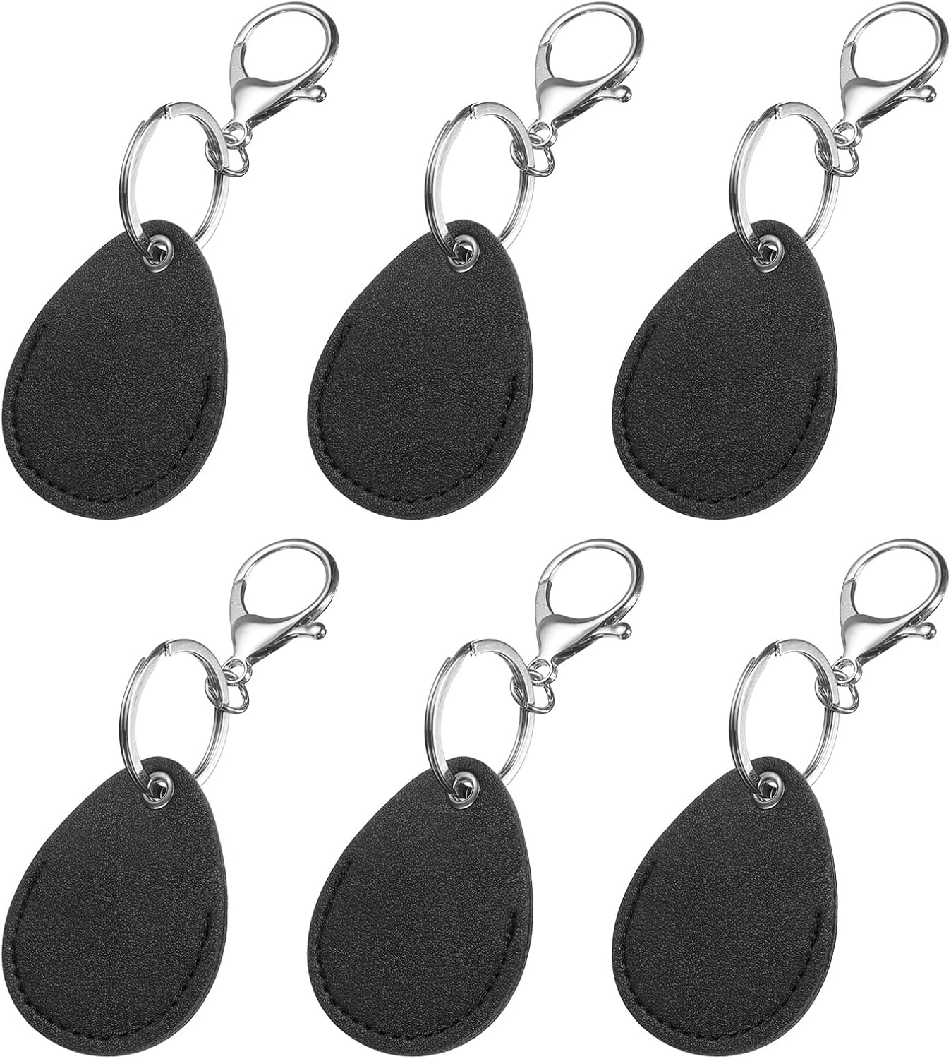 6pcs Leather Key Fob, PU Leather Car Keychain Blanks Key Holder with Key Rings for Key ID Cards DIY Laser Engraving