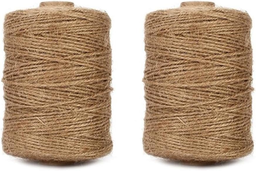 1000 Feet Natural Jute Twine, 2mm Twine String for Arts and Crafts, Gardening, Gift Wrapping, Packaging, Festive Decorations 2PCS x 500 Feet