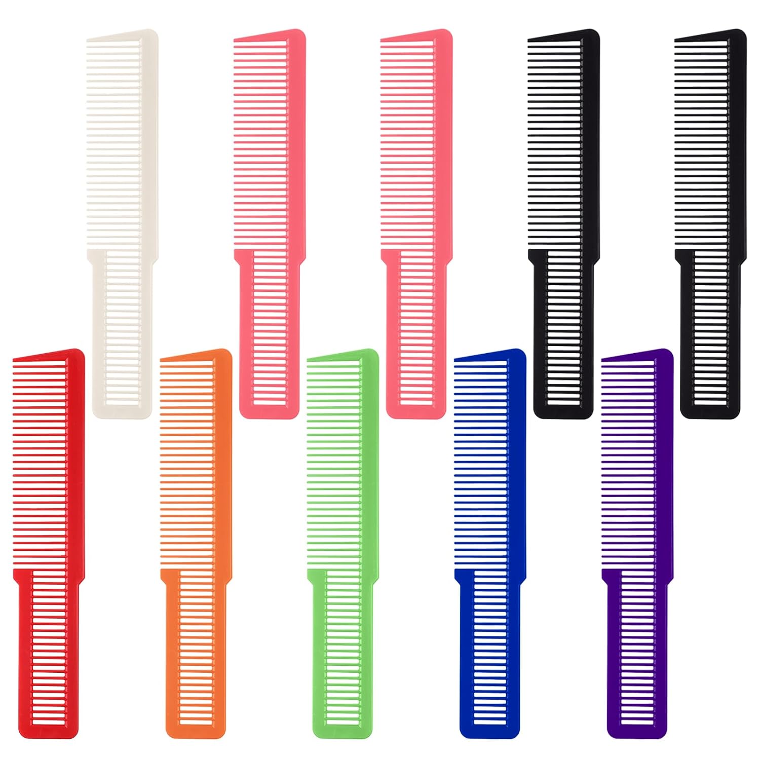 10 PCS Barber Combs, Hair Cutting Combs Professional Fine Tooth Comb Flat Top Clipper Comb Blending Hairstylist Essentials Hairdressing Salon Set for Women Men Hair Styling Eye-Catching Colors