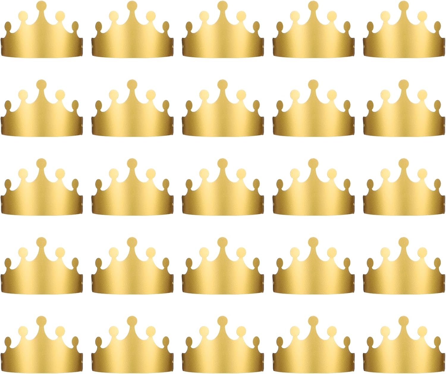 Gold Paper Crowns, 20 Pcs Golden King Crown Paper Crowns for Kids and Adults Foldable Party Crown Hat for Birthday Celebration Baby Shower Photo Props Wedding Anniversary Matte Finish