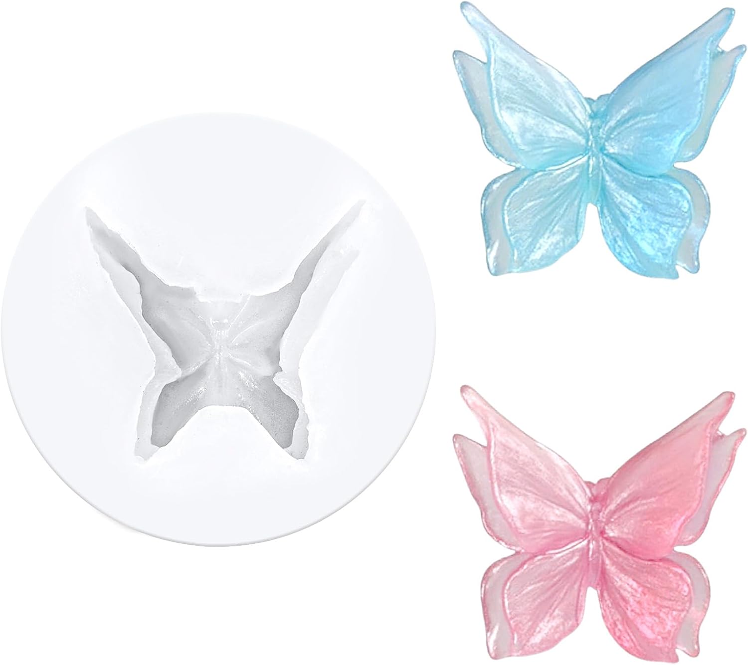 3D Flower Butterfly Silicone Molds, Butterfly Chocolate Fondant Soap Mold Double Layered Epoxy Resin Molds for Candy, DIY Scented Candles, Plaster, Cake Decorating and Crafts White