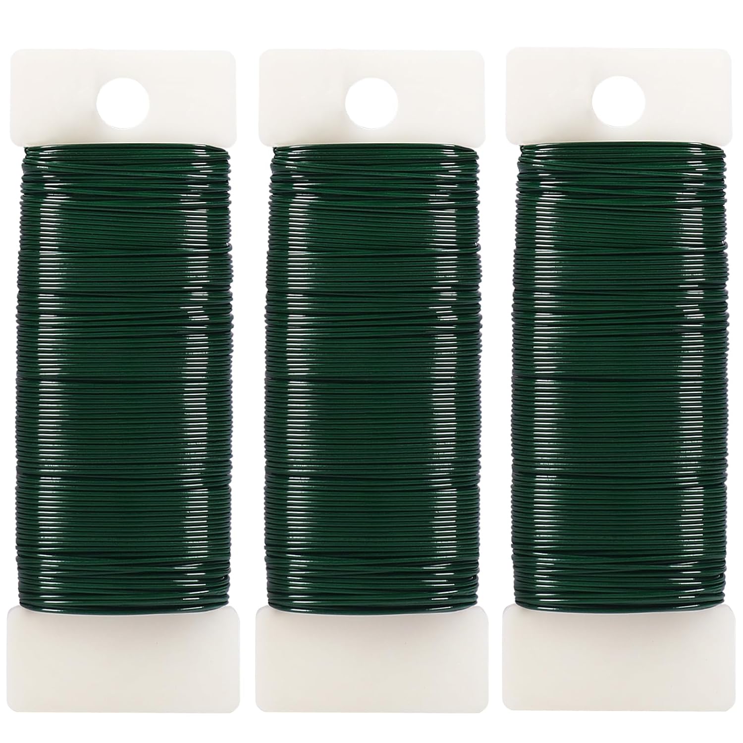 Green Floral Wire, 3 Pack Christmas Wreath Wire, 295 Feet 22 Gauge Florist Ties for Flower Arrangements, Christmas Ornaments, Wreath Making, Gardening, Crafts