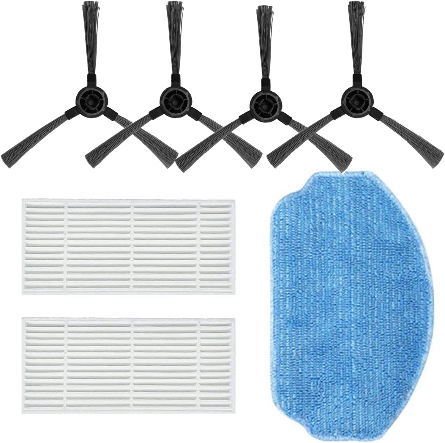 Replacement Parts for MAMNV for ZCWA for ONSON BR150/BR151, for MANVINS G20 2-in-1 Vacuum Cleaner Accessories Kit, 4 Side Brush, 2 Hepa Filter, 1 Mop Pad
