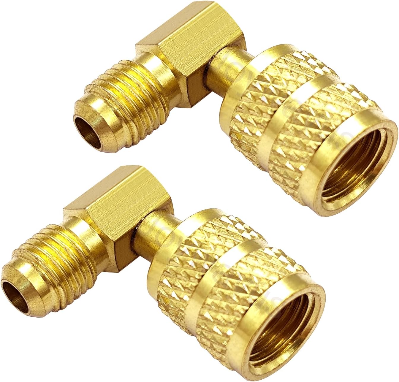 1/4" SAE Male to 5/16" SAE Female Flare Swivel Port 90 Degrees Elbow Adapter for R410A Mini Split HVAC System Pack of 2