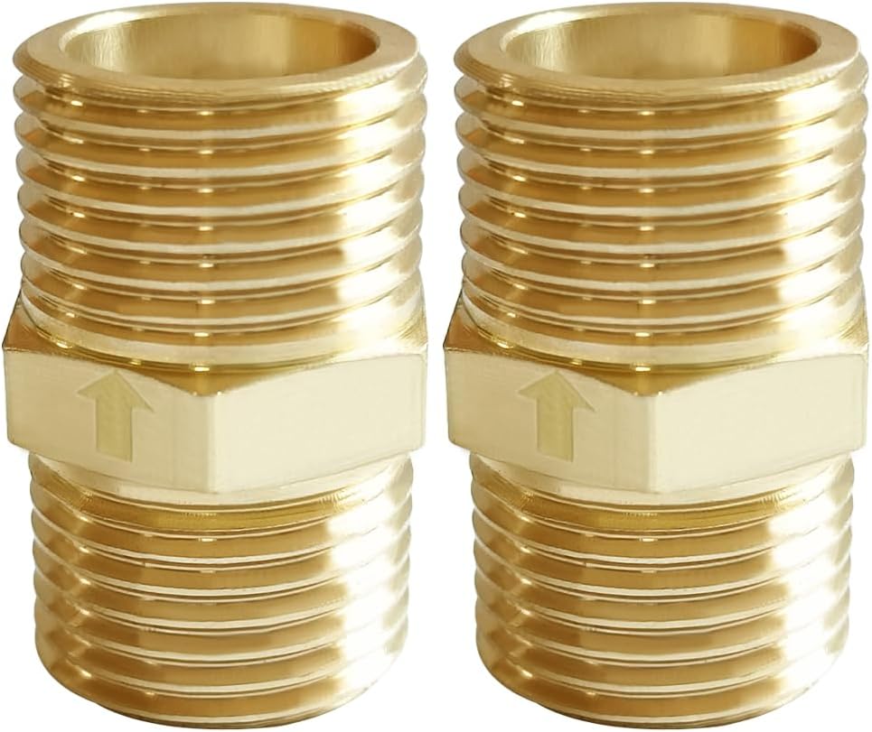 Brass Check Valve 1/2" Male to 1/2" Male Thread One Way Non Return Backflow Preventer Check Valves Pack of 2