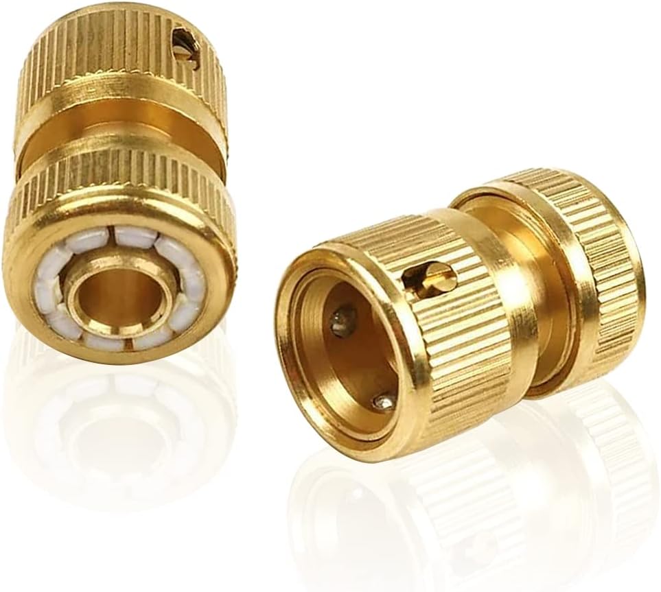 1/2" ID Hose Solid Brass Fitting Closed Flow Garden Tools Quick Repair Damaged Leaky Adapter Garden Water Irrigation Quick Connector Pack of 2