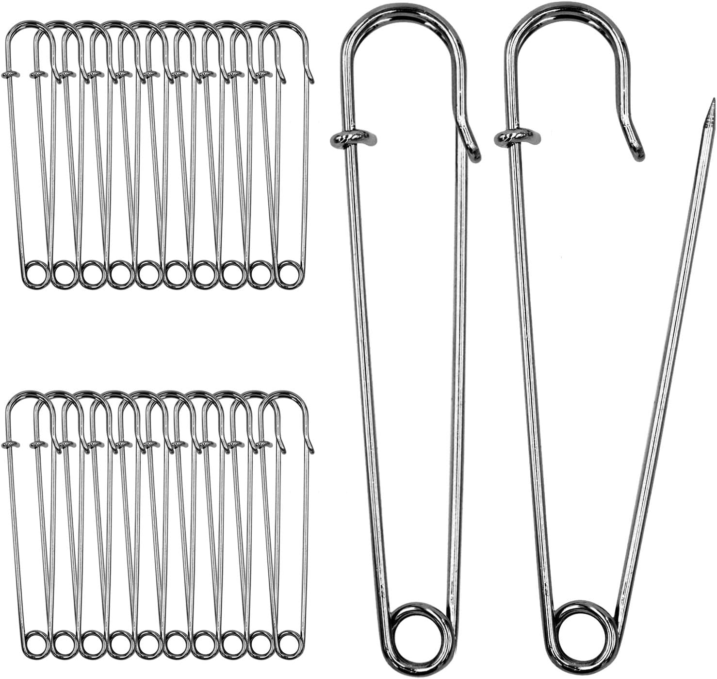 4 Inch Large Safety Pins for Clothes Big Heavy Giant Safety Pin for Fashion, Sewing, Quilting, Blankets, Upholstery, Laundry and Craft 10cm, 20pcs