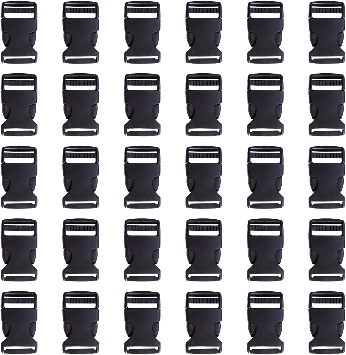 Side Release Buckle 1 Inch Plastic Buckles Clip Adjustable Release for Paracord Webbing Belt Black, 1 Inch, 30 Piece