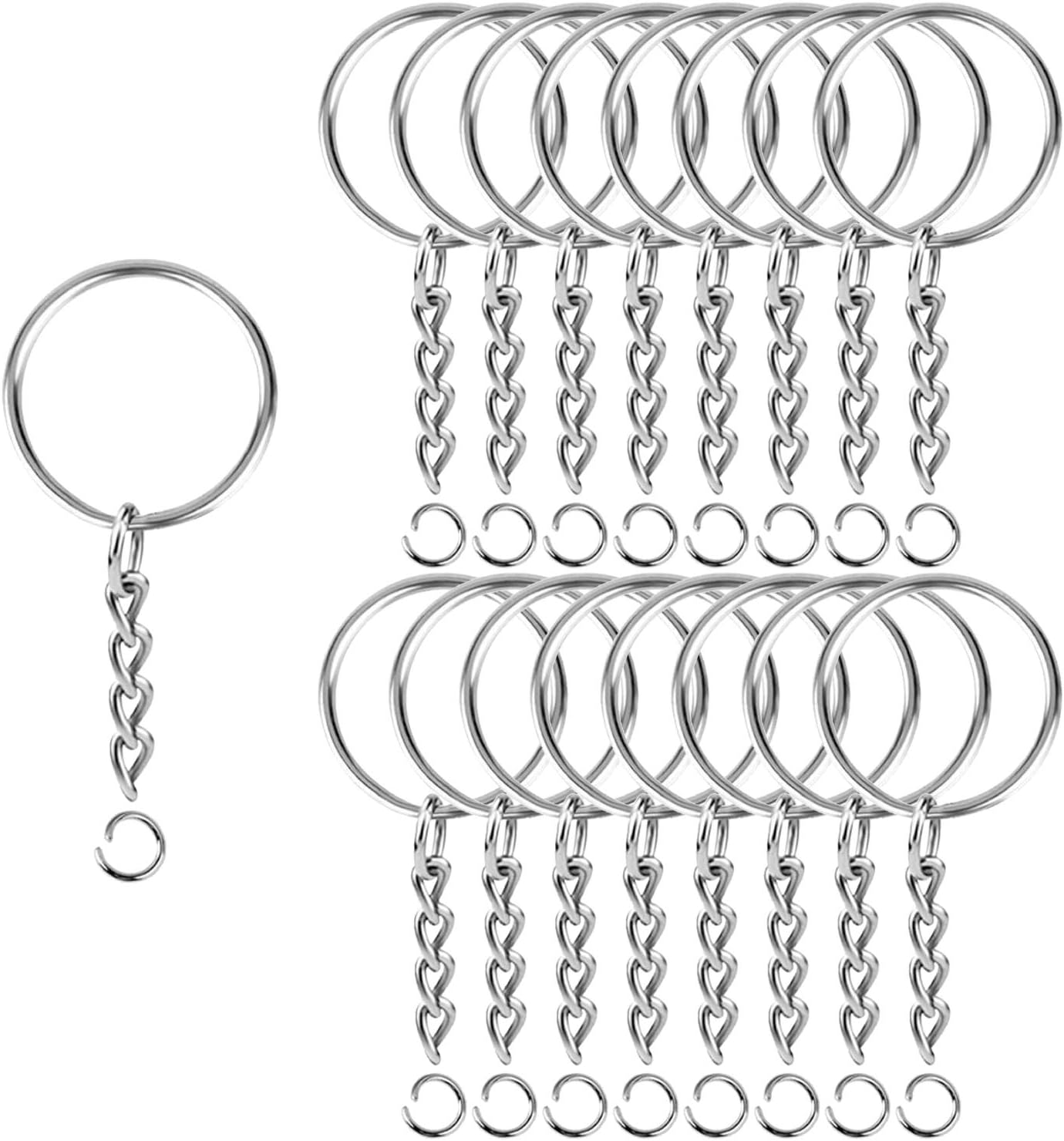 Split Keychain Ring Silver Keychain Rings for Crafts Metal Key Chain Kit for Jewelry Making Key Chains Accessories Craft DIY 25mm, 150pcs