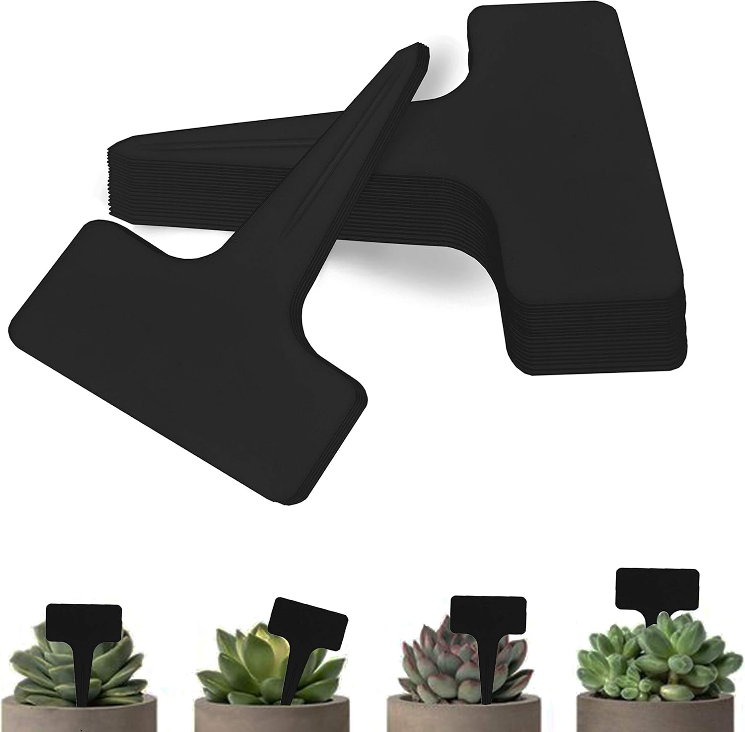Plant Labels 70pcs Plant Tags T Type Markers Plastic Garden Signs Identification Stakes Garden Markers for Outdoor Black