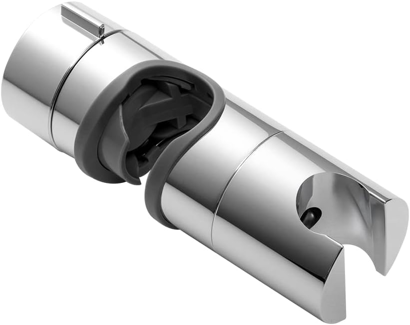 Shower Head Holder for Slide Bar Adjustable 0.71-1.00 in 18-25 mm O.D, Adjustable Holder for Slide Bar Slider Clamp Bathroom Replacement, 360 Degree Rotation Sprayer Holder, Chrome Plated