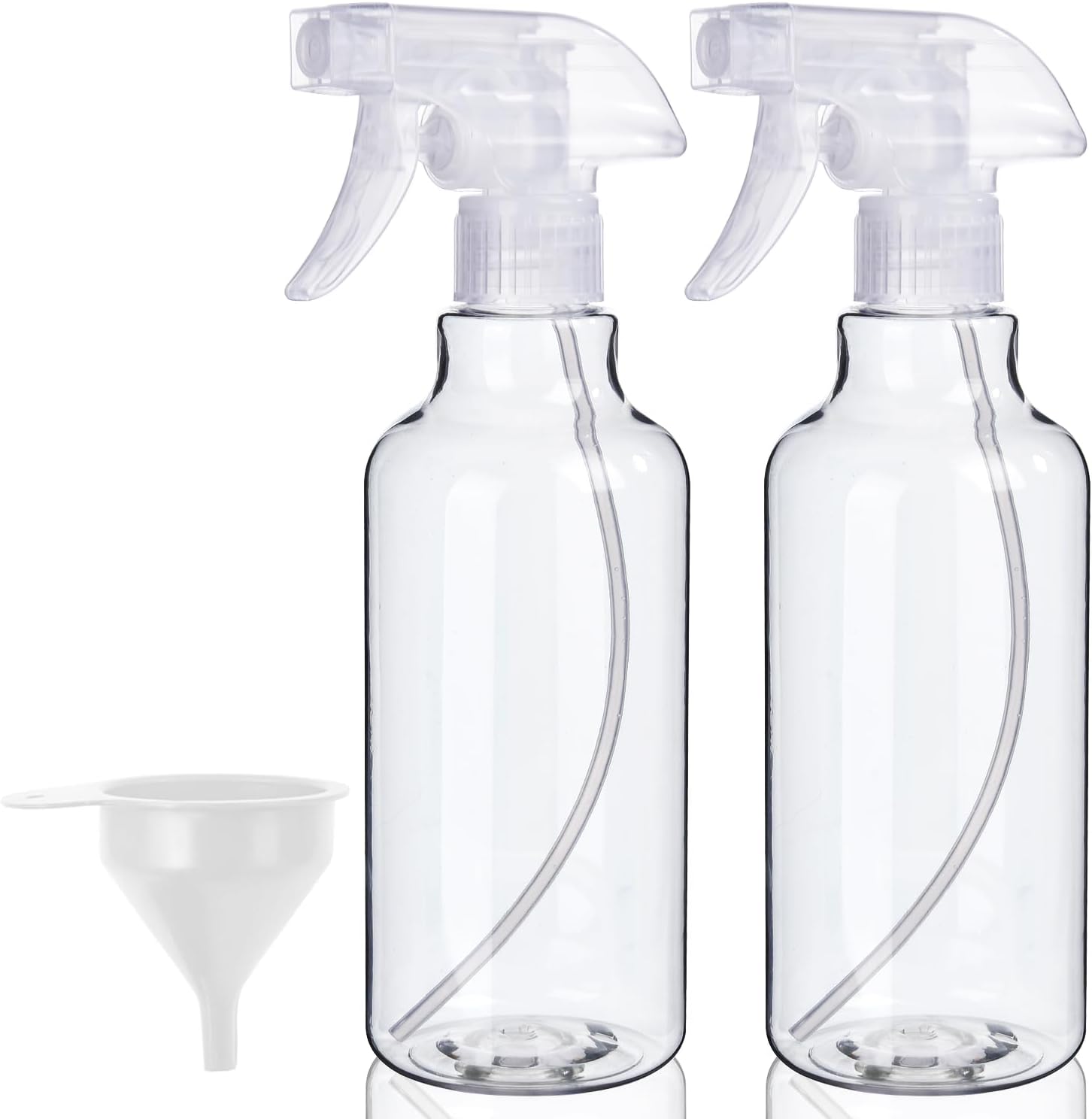 Plastic Spray Bottles, 2-Pack, 16.9 Oz, Mist & Stream, Heavy Duty Spraying, Empty Water Spray Bottle for Cleaning Solutions, Essential Oils, Hair, Plants, BBQ, Cat Dog Behavior Correction Clear