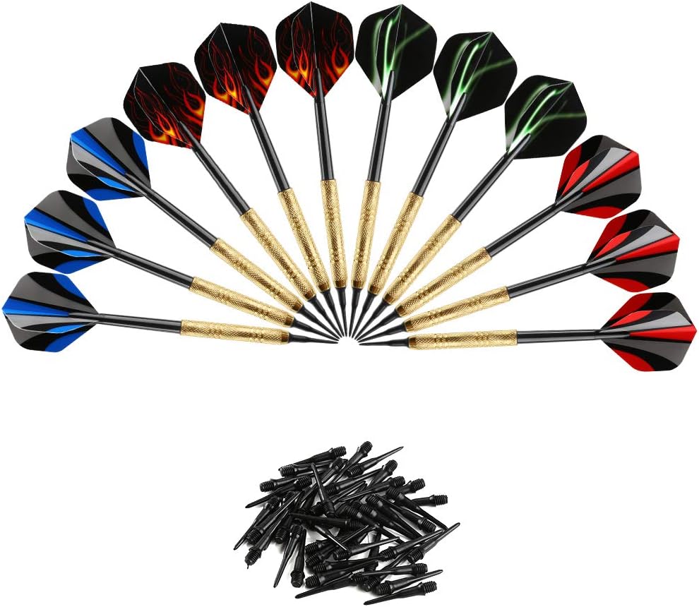 12 Pcs Darts Plastic Tip, Soft Tip Darts Set, 14g Plastic Tipped Dart, Attach Extra 36 Black 2BA Replacement Tips, Soft Tip Darts for Electronic/Plastic Dartboard