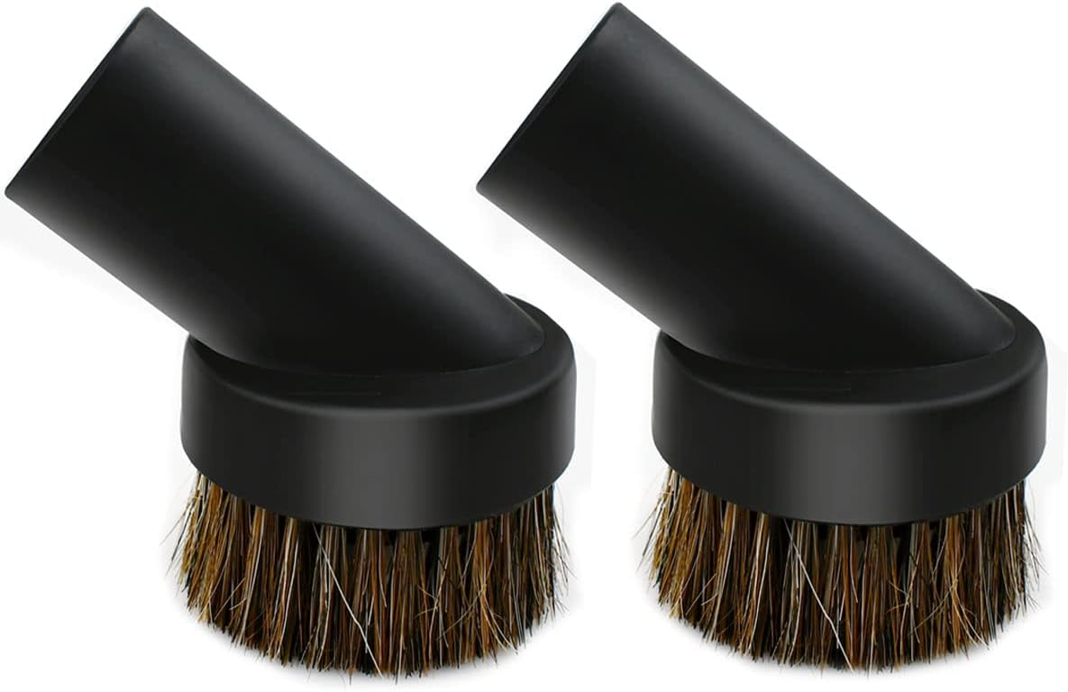 2 Pcs Black Round Dust Brush 25mm Horse Hair for 1.2-1.22in Hose Vacuum Cleaners Accessories