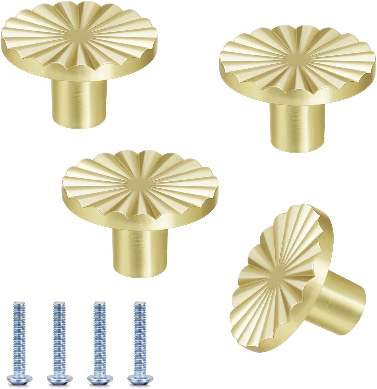 4 Pack Cabinet Knobs Zinc Alloy Solid Kitchen Cabinet Pulls Brushed Gold Drawer Knobs Dresser Cabinet Handles 37 mm