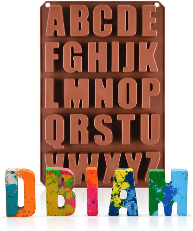 26 Cavities Large Letter Molds Silicone Alphabet Mold for Crayon, Resin, Chocolate, Candy, Wax, Cake Baking Decor 1