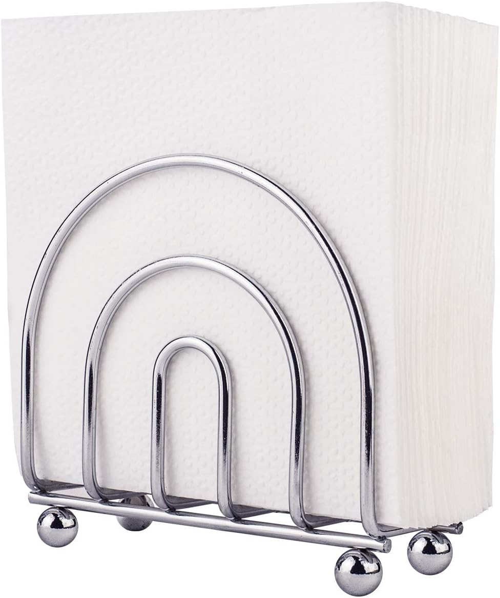 Paper Napkin Holder Tissue Dispenser for Kitchen Countertops, Dining Table, Picnic Table, Indoor & Outdoor Use, Chrome Finish Classic
