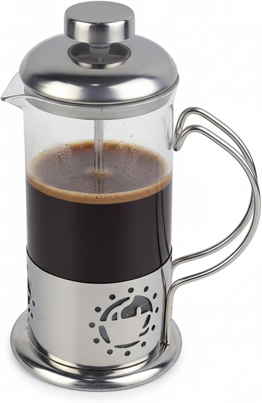 Single Serve French Press Coffee Maker – 12 oz Mini Stainless Steel & Glass Brewer for 1 Cup, Portable & Affordable Manual Coffee Press with Fine Mesh Filter for Home, Travel, or Camping
