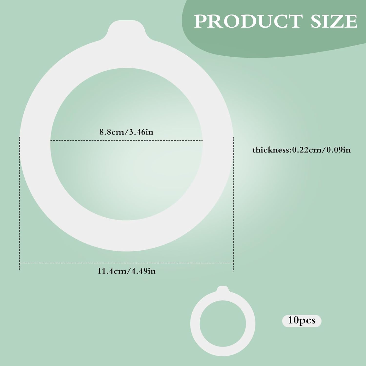 10PCS Silicone Jar Gaskets Replacement - Rubber Seals Rings Airtight Gasket Sealing for 4.2-4.3 Inch Mouth Glass Canning Jars Lids - Leak Proof Rubber Seals Rings - 4.5 Inch Outer Diameter