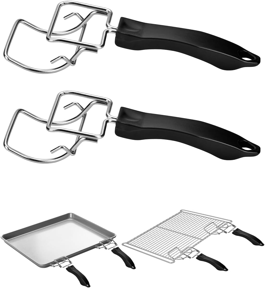 2-Piece Air Fryer Oven Baking Tray Puller Set - Oven Rack Puller Clip Handle Accessory for Air Fryers and Ovens