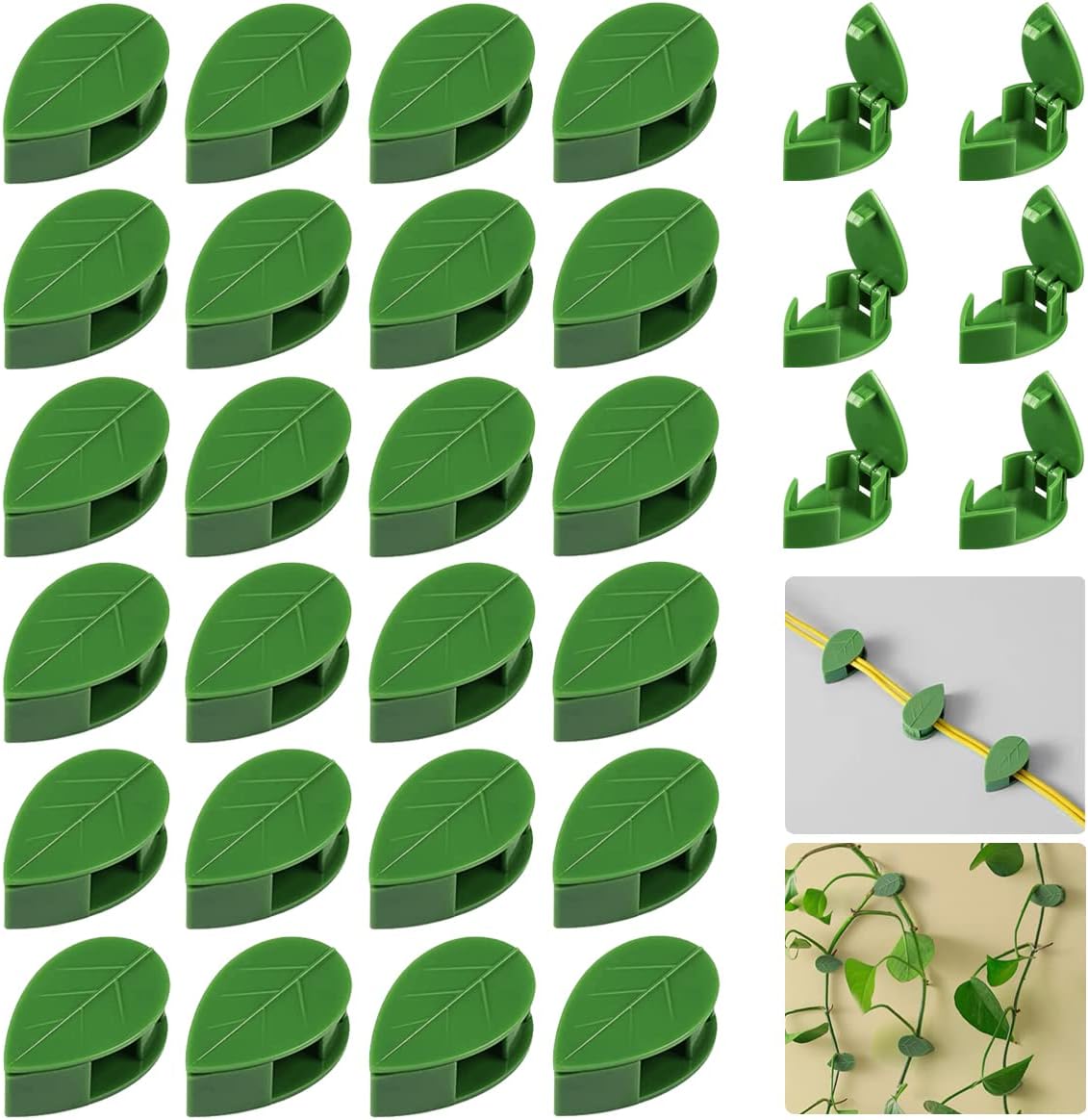 30 Pack Self-Adhesive Plant Clips Invisible Wall Hooks for Climbing Plants Trellis Support Vines Ivy Indoor Outdoor Use