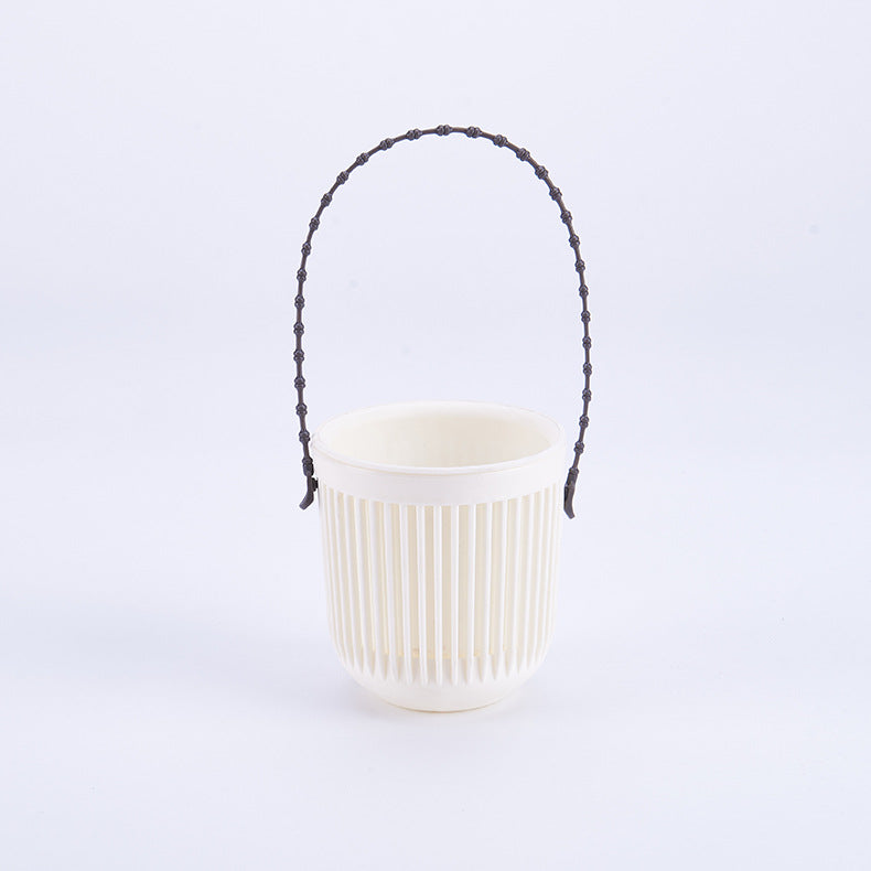 Ceramic Flower Pot - Indoor/Outdoor Use - Shatterproof - White - 1 Piece Wall-Mounted Planter