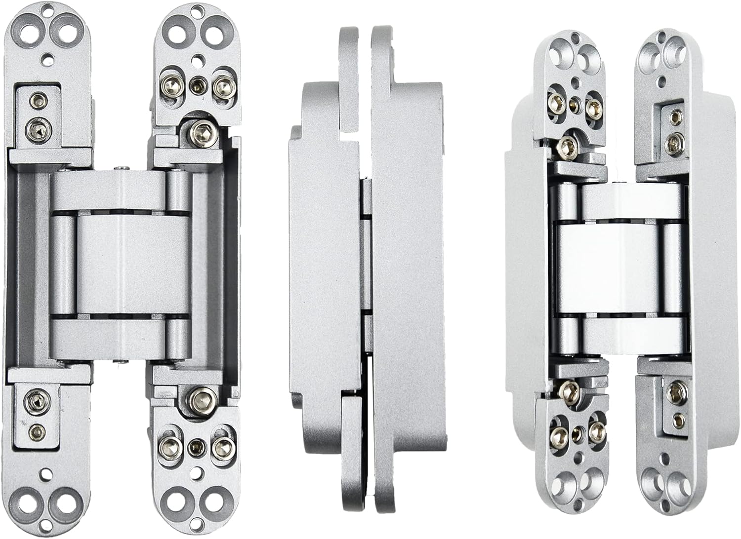 6inch Hidden Door Hinges Invisible Hinges Concealed Hinges Zinc Alloy 180 Degree Swing Hinge 3 Way Adjustable Butt Hinge 6 x 2.5 x 1 inch Silver Pack of 3