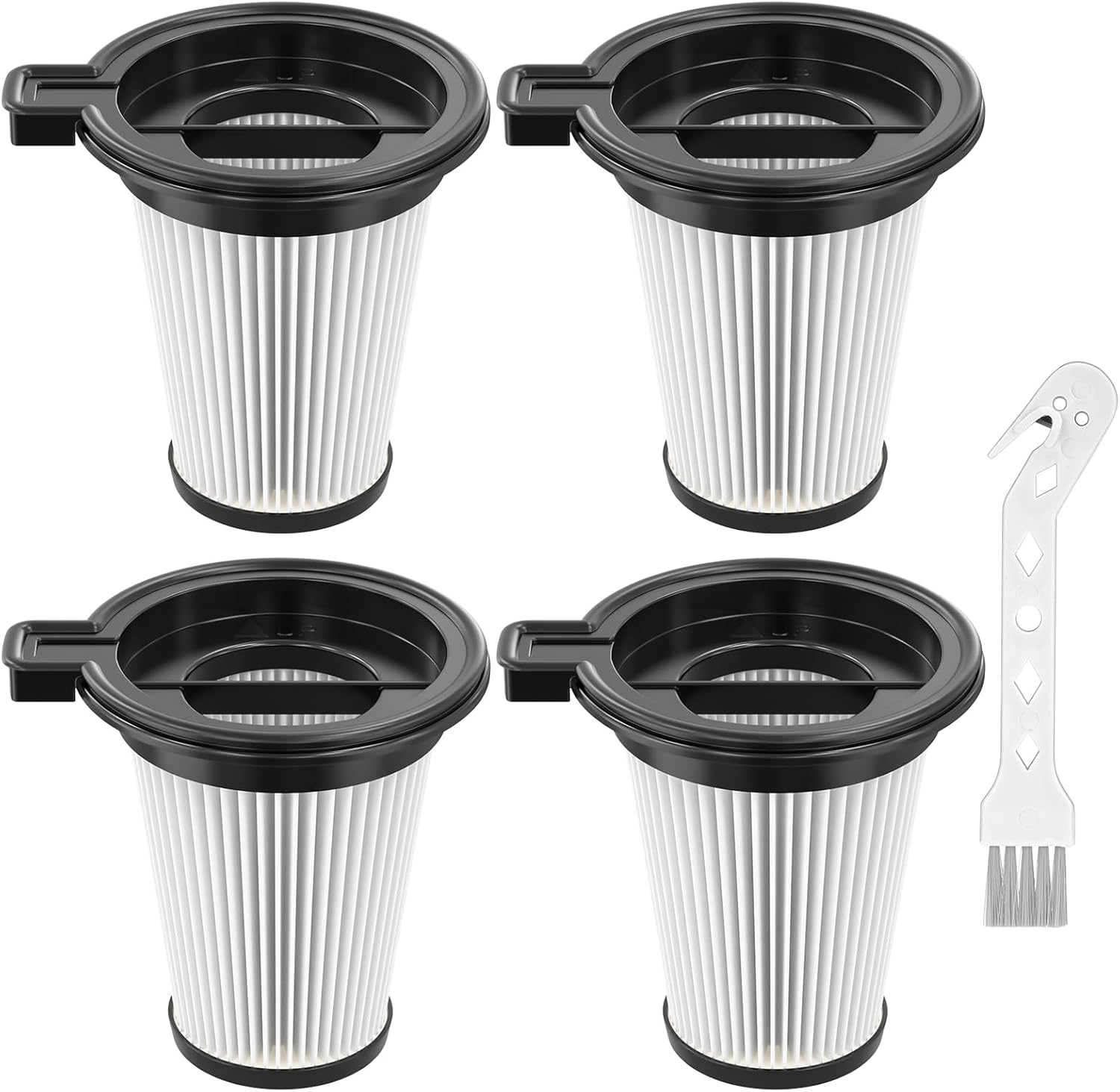4 Pack Replacement Filters Compatiable with Wyze Cordless Vacuum Cleaner, Removable and Washable HEPA Filter Accessories Part Set with 1 Cleaning Brush for Wyze Handheld Cordless Vacuum Cleaner