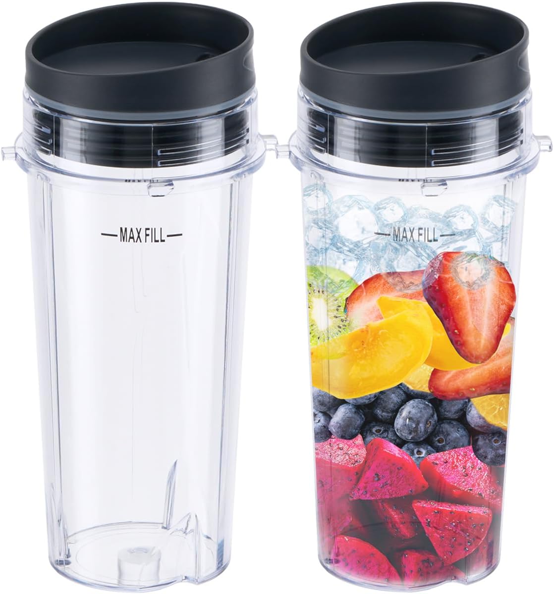 Replacement16oz Blender Cup for Ninja,Single Serve Blender Cup With Lids Set For BL770 BL780 BL660 BL740 BL810 Nutri Ninja Series Blenders 2-pack