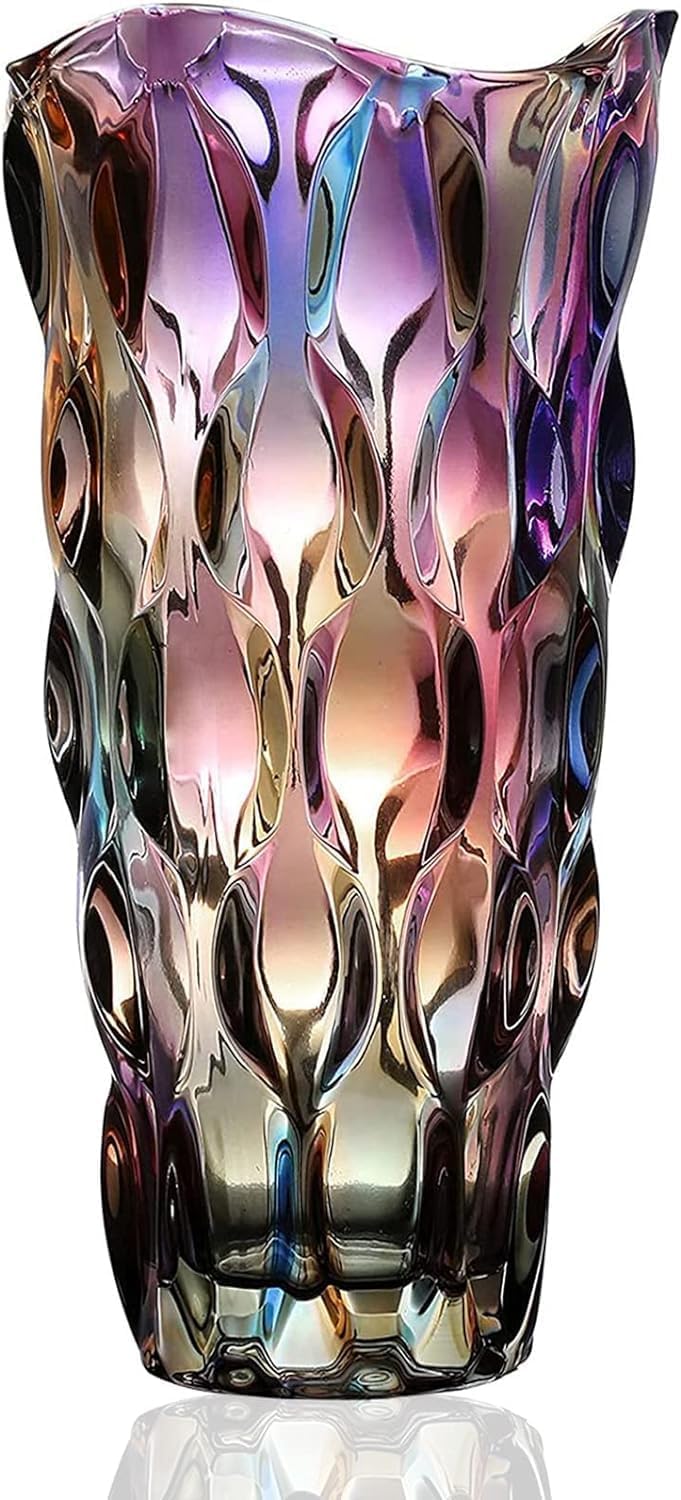 Glass Vases for Flowers,Thickened 3.4 lb Morden vases for Tables Centerpieces, vase for Home Decor, Crystal,Colorful and Clear Rose Large Vases Christmas Day Gifts Heavy Duty