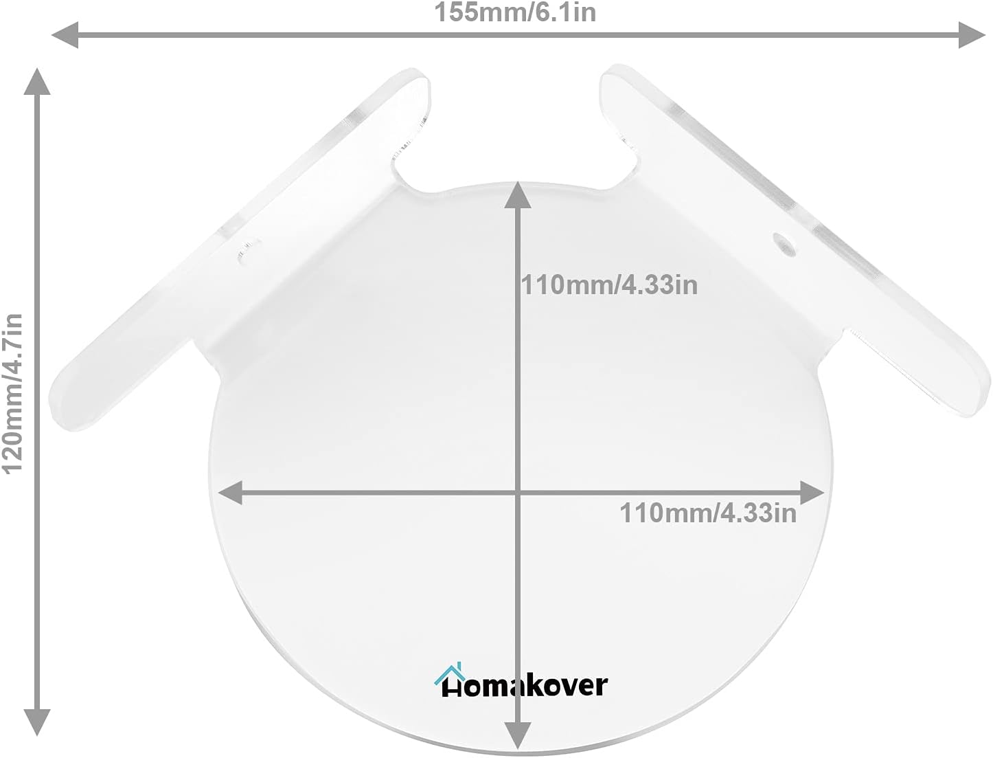 2 Pack Acrylic Mini Circular Corner Shelf Mount for Security Cameras, Baby Monitors, Plants & More, Universal Cam Holder, Easy to Install, Screwless with Damage-free Replacement Strips Clear