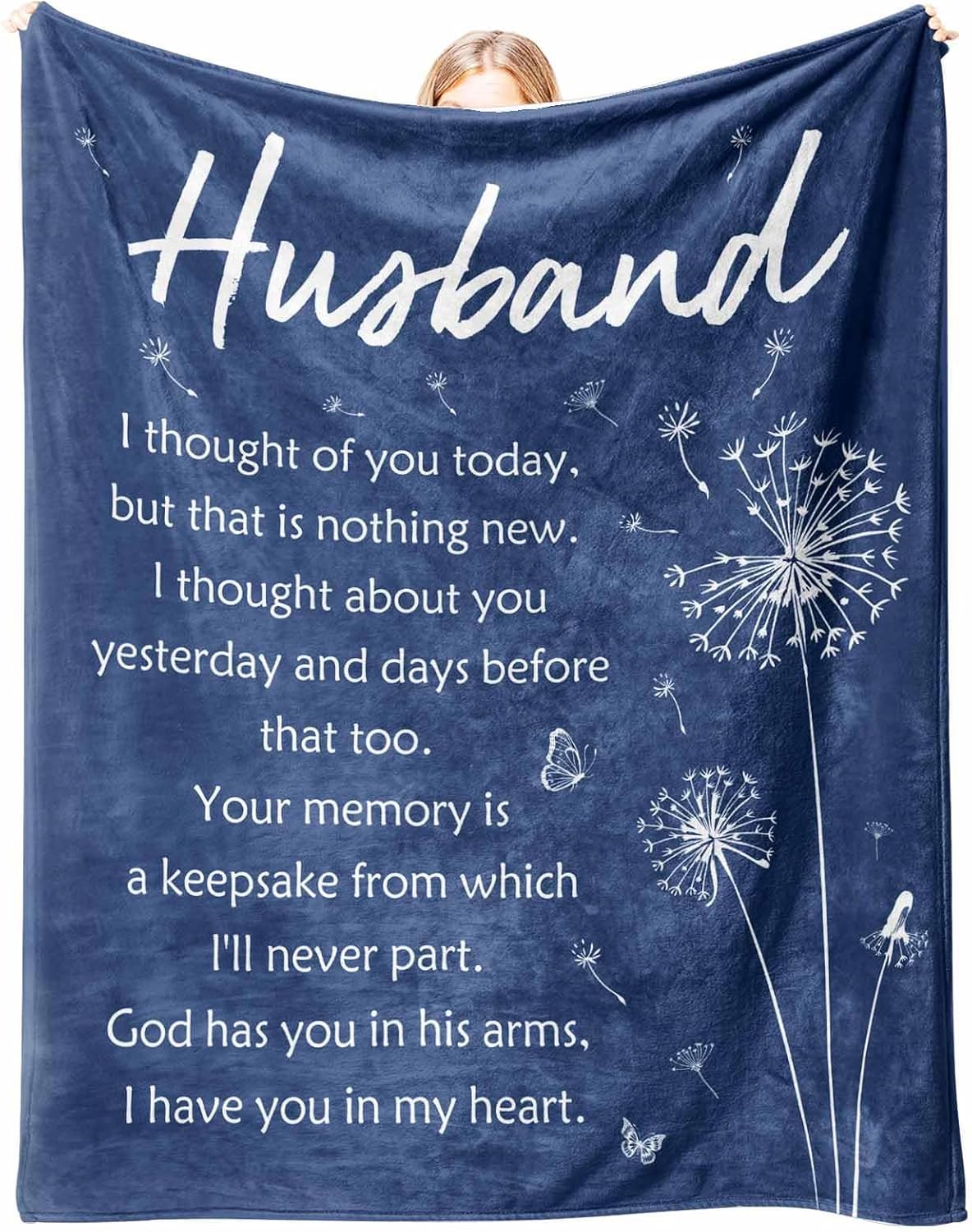 Sympathy Memorial Gifts for Loss of Husband, Soft Flannel Memorial Blanket, Remembrance Condolences Bereavement Gifts Idea in Memory of Husband, 50x60 inches