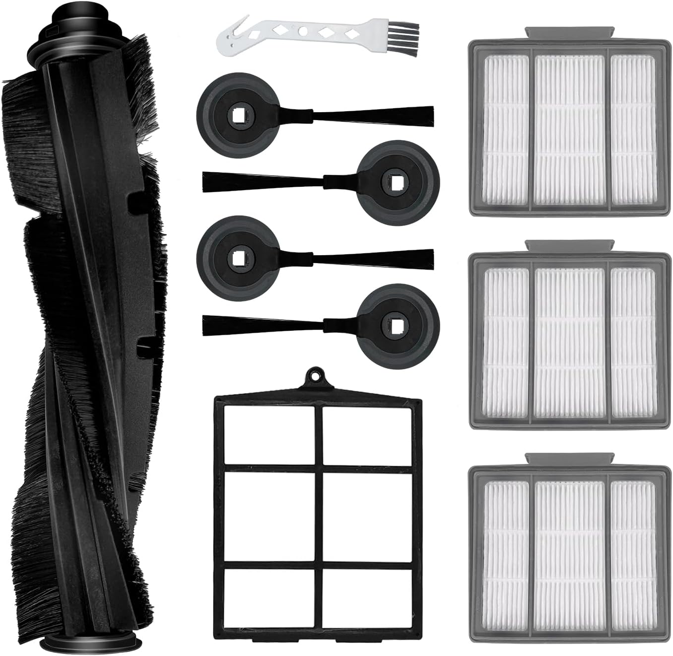Spare Replacement Parts for Shark ION Robot AV751 AV752 AV753 S87 R85 RV850, RV850WV Vacuum Cleaner Accessory Kit Pack of 4 Side Brushes,1 Main Brush, 3 Pre-Motor Filter, 1 Cleaning Gear